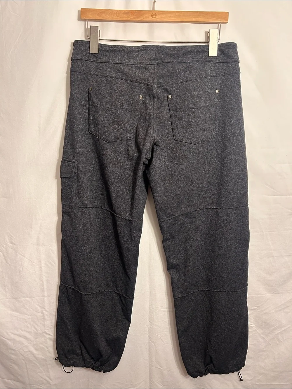 Athleta Black Heathered Drawstring Cargo Joggers